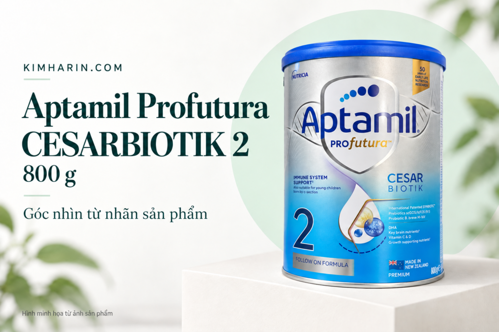 Ảnh minh họa Aptamil Profutura CESARBIOTIK 2 800g trên nền trắng và xanh mint